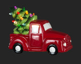 7" LED Red Truck w/Christmas Tree