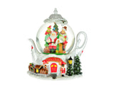 8" Teapot Snow Globe w/Santa,Music & LED Light