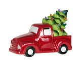 7" LED Red Truck w/Christmas Tree