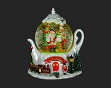 8" Teapot Snow Globe w/Santa,Music & LED Light