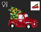 7" LED Red Truck w/Christmas Tree