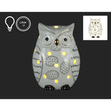 6" White Ceramic Standing Owl w/LED Light
