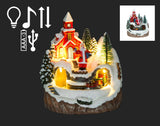 6" 3D LED Scene w/Santa, Moving Train, Church & Music