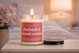 Rhubarb Sweet Cream, Spring/ Summer Candle, 8oz Soy Wax