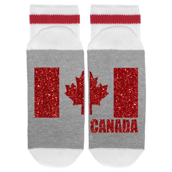MENS - Canada Flag - Glitter Red - Socks