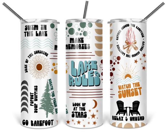 Lake Rules 20oz Skinny Tumbler | Summer Tumbler