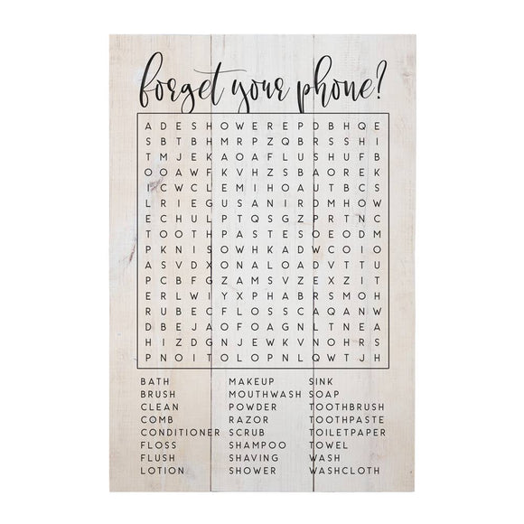 Forget Your Phone Word Search Sign
