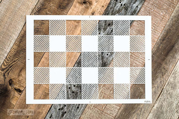 Buffalo Check 10x14' Stencil- Funky Junk