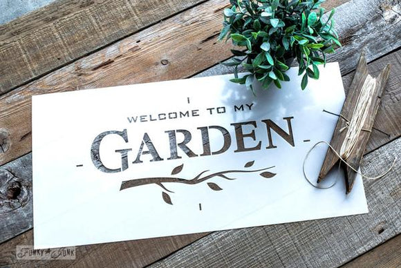 Welcome to My Garden Stencil- Funky Junk
