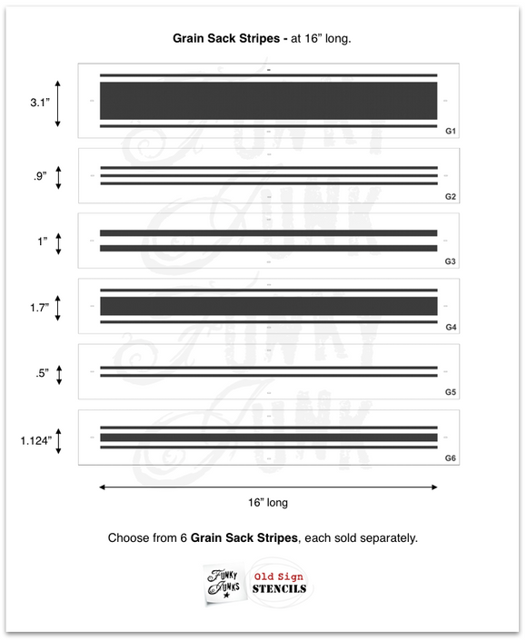 Grain Sack G6 Stripe Stencil- Funky Junk