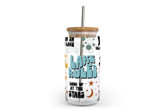 Lake Rules w Bamboo Lid | Summer Glass Can