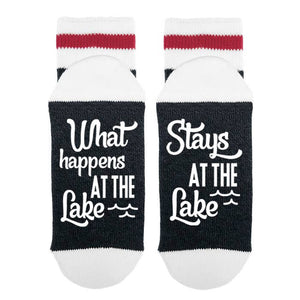 What Happens At The Lake Stays At The Lake - White - Socks